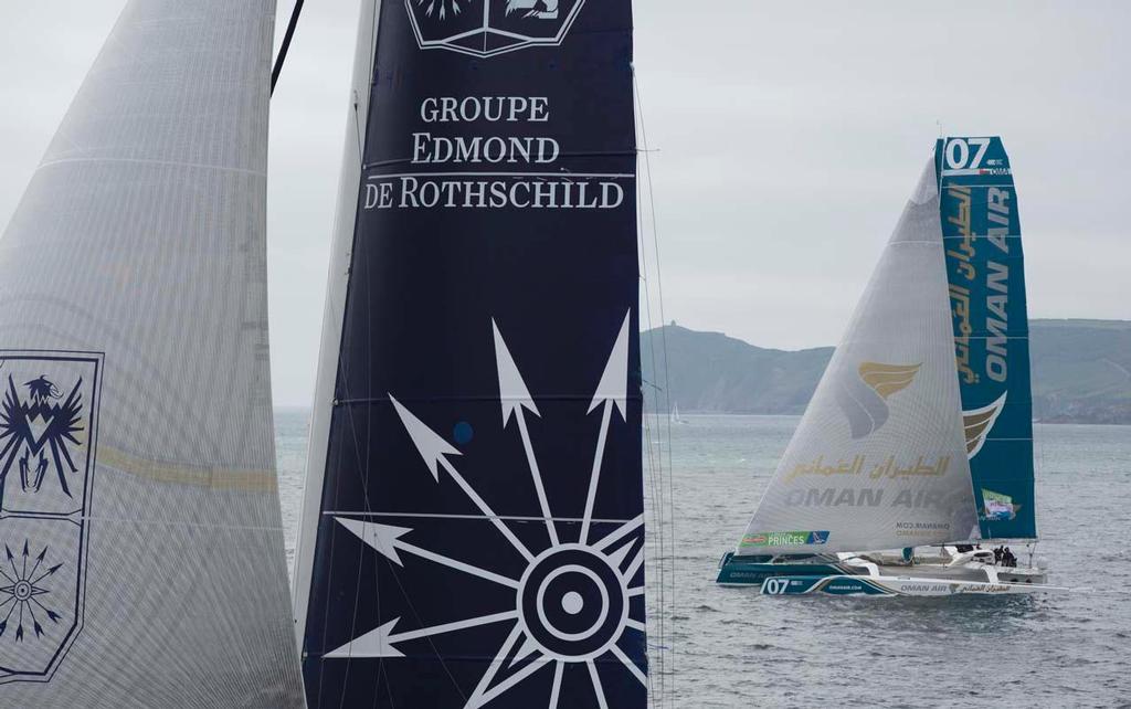 La Route des Princess 2013 - Oman Air - Musandam and Edmond de Rothschild in action during the InPort race today, close to the city of Plymouth photo copyright Lloyd Images http://lloydimagesgallery.photoshelter.com/ taken at  and featuring the  class