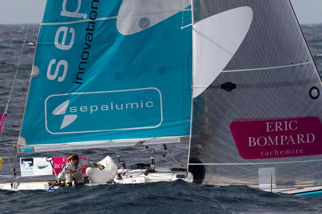 Fred Duthil, skipper du Figaro Sepalumic, lors de la 3eme etape de la Solitaire du Figaro-Eric Bompard cachemire 2013 © Alexis Courcoux