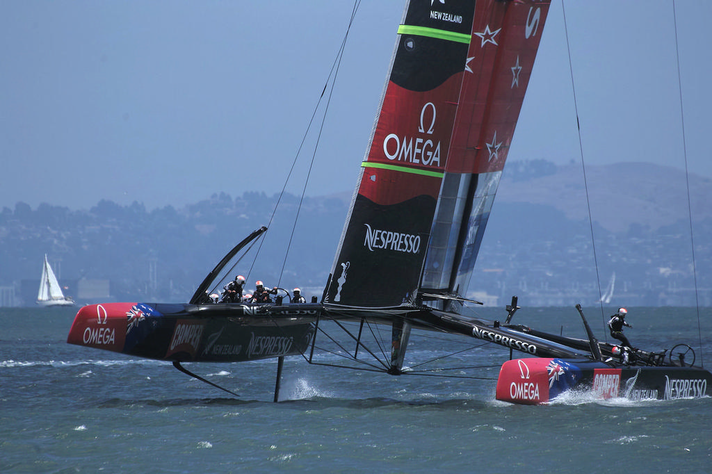 ETNZ reaching up the Cityfront - America's Cup 2013 - LVC race 1 photo copyright Chuck Lantz http://www.ChuckLantz.com taken at  and featuring the  class