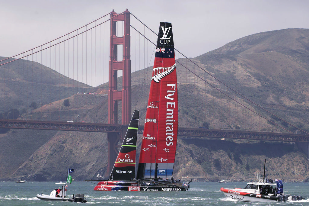 By law, at least one sailing photo must contain a shot of the Golden Gate bridge in the background - America's Cup photo copyright Chuck Lantz http://www.ChuckLantz.com taken at  and featuring the  class