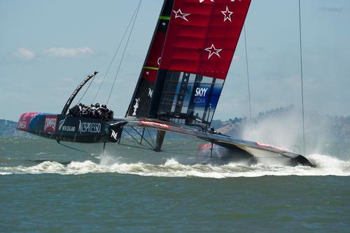 Emirates Team New Zealand take NZL5 out on on the bay for the fourth day of testing and practice in San Francisco. 29/5/2013 © Chris Cameron/ETNZ http://www.chriscameron.co.nz