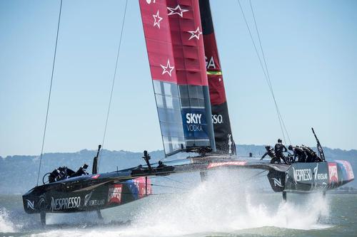 Emirates Team New Zealand practice sailing  NZL5 in San Francisco.  © Chris Cameron/ETNZ http://www.chriscameron.co.nz