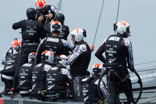 Emirates Team New Zealand prepares for the first race of the Louis Vuitton Cup.   © Chris Cameron/ETNZ http://www.chriscameron.co.nz