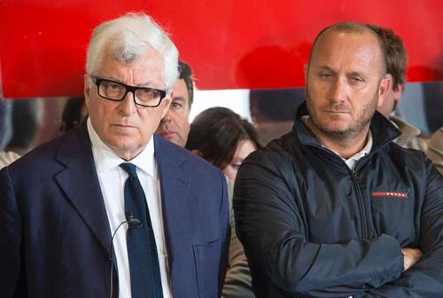 Patrizio Bertelli amd Max Sirena (Skipper) Luna Rossa Press Conference in Alameda-San Francisco<br />
 &copy; Carlo Borlenghi/Luna Rossa http://www.lunarossachallenge.com