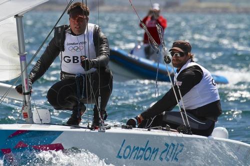Andrew Simpson and Iain Percy racing at the 2012 Olympics in Weymouth © Richard Gladwell www.photosport.co.nz