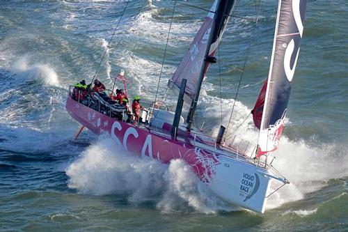 Volvo Ocean Race 2014/15 Team SCA depart Southampton for their training base in Lanzarote 
 © Rick Tomlinson/Volvo Ocean Race http://www.volvooceanrace.com