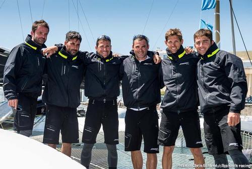 Spindrift racing (MOD70), at the arrival of the Leg 1 between Valencia and Lisboa for the Route des Princes 2013. © Chris Schmid/Spindrift Racing