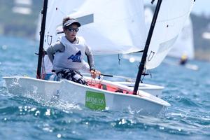 Current Optinam Leader - Dante Cittadini (ARG) - IODA North American Optimist Championships photo copyright Charles Anderson/RBYC taken at  and featuring the  class
