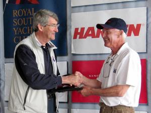 Colin Hall congratulates Ian Stowe. photo copyright Mary Longpre taken at  and featuring the  class