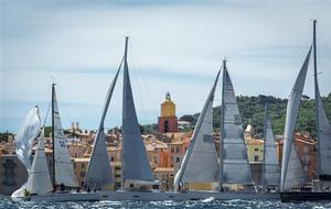 2013 Giraglia Rolex cup fleet with Saint-Tropez in the background photo copyright  Rolex/ Kurt Arrigo http://www.regattanews.com taken at  and featuring the  class