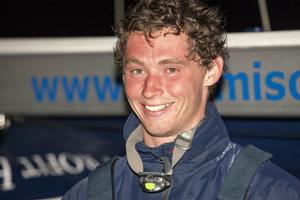 Artemis Offshore Academy skipper Jack Bouttell shortly after finishing the 305nm Solo Arrimer. Jack crossed the finish line 16th overall of 26 boats to claim the Rookie podium top spot, a great achievement in only the second race of his solo career. photo copyright Guillaume Grange Audialog taken at  and featuring the  class