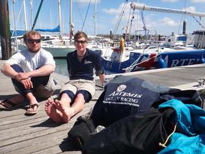 A not so tired, but hungry Sam and Robin after winning their class - 2013 Cervantes Trophy photo copyright Artemis Offshore Academy www.artemisonline.co.uk taken at  and featuring the  class