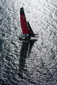 Emirates Team New Zealand sail NZL5 for the last time in New Zealand before being shipped to San Francisco. 3/4/2013 photo copyright Chris Cameron/ETNZ http://www.chriscameron.co.nz taken at  and featuring the  class