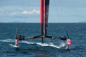 Emirates Team New Zealand sail NZL5 for the last time in New Zealand before being shipped to San Francisco. 3/4/2013 photo copyright Chris Cameron/ETNZ http://www.chriscameron.co.nz taken at  and featuring the  class