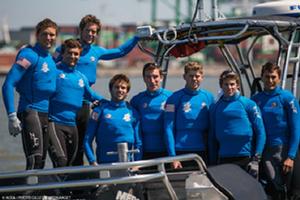 Cooper Dressler, David Liebenberg, Ian Andrewes, Tommy Pastalka, Solomon Krevans, Evan Sjostedt, Ben Lezin, Michael Menninger - AC45 Training photo copyright ACEA - Photo Gilles Martin-Raget http://photo.americascup.com/ taken at  and featuring the  class