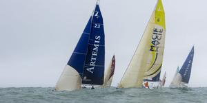 Five British skippers lined up for the 305nm Solo Arrimer on Thursday 11th April, including Artemis Offshore Academy rookies Ed Hill and Jack Bouttell and graduates Sam Goodchild, Henry Bomby and Nick Cherry. photo copyright Guillaume Grange Audialog taken at  and featuring the  class