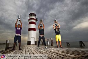Gollito 1st, Steven 2nd, Kiri 3rd - 2013 PWA Surf World Cup Podersdorf photo copyright  John Carter / PWA http://www.pwaworldtour.com taken at  and featuring the  class