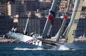 The J.P.Morgan BAR AC45 team training prior to an ACWS event in April 2013. Matt Mitchell was one of the crew supplied by Oracle Team USA who were also responsible for boat management of the AC45 photo copyright Lloyd Images/J.P.Morgan BAR http://bar.americascup.com/ taken at  and featuring the  class