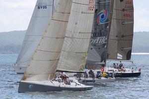Sailing: Sail Port Stephens 2013, Nelson Bay (Aus), Commodore&rsquo;s Cup, 17/4/2013. Division 1 start photo copyright Teri Dodds taken at  and featuring the  class