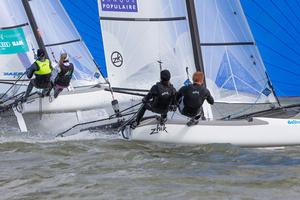 2013 Delta Lloyd Regatta Day 3 - Nacra 17 action photo copyright Thom Touw http://www.thomtouw.com taken at  and featuring the  class