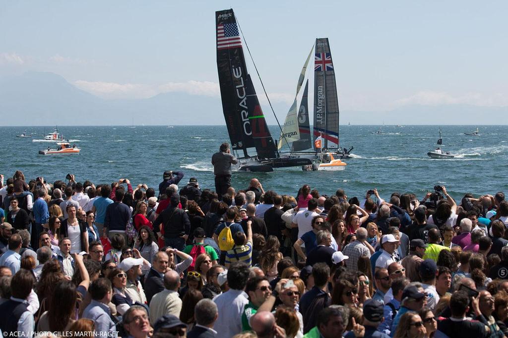 20/04/2013 - Napoli (ITA) - America's Cup World Series Naples 2013 - Race Day 3 Oracle Team USA and JP Morgan BAR photo copyright ACEA - Photo Gilles Martin-Raget http://photo.americascup.com/ taken at  and featuring the  class