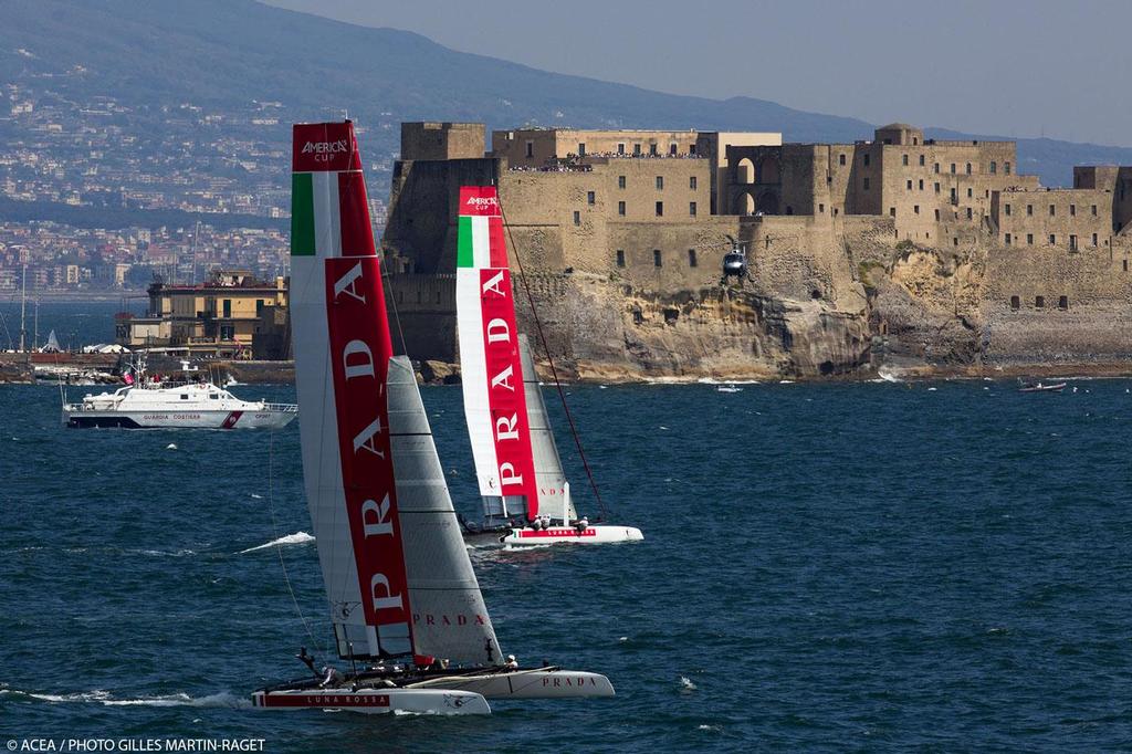 America’s Cup World Series Naples 2013 - Race Day 3 Luna Rossa Piranha and Luna Rossa Swordfish © ACEA - Photo Gilles Martin-Raget http://photo.americascup.com/