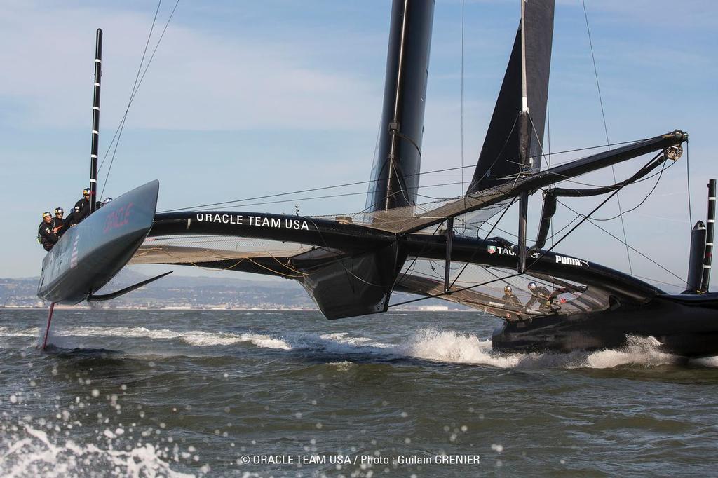 Oracle Team USA&rsquo;s first AC72 shown on Day 14 - March Testing Session San Francisco (USA) photo copyright Guilain Grenier Oracle Team USA http://www.oracleteamusamedia.com/ taken at  and featuring the  class