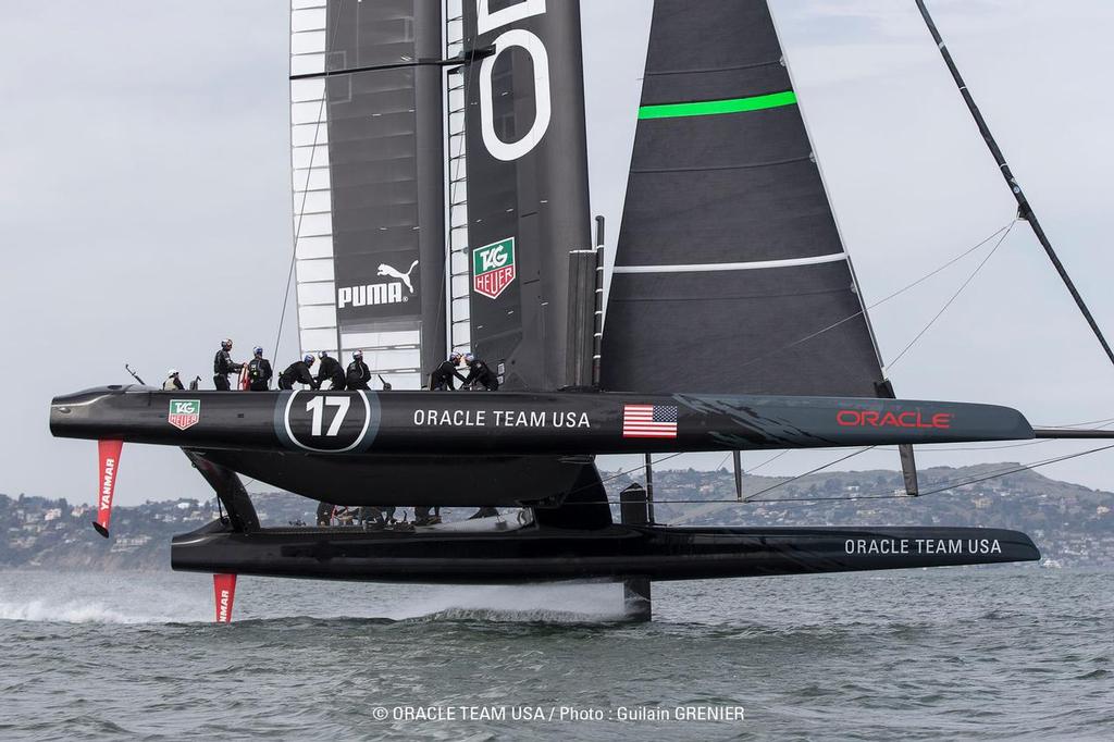 Oracle Team USA&rsquo;s first AC72 shown on Day 16 - March Testing Session San Francisco (USA) photo copyright Guilain Grenier Oracle Team USA http://www.oracleteamusamedia.com/ taken at  and featuring the  class