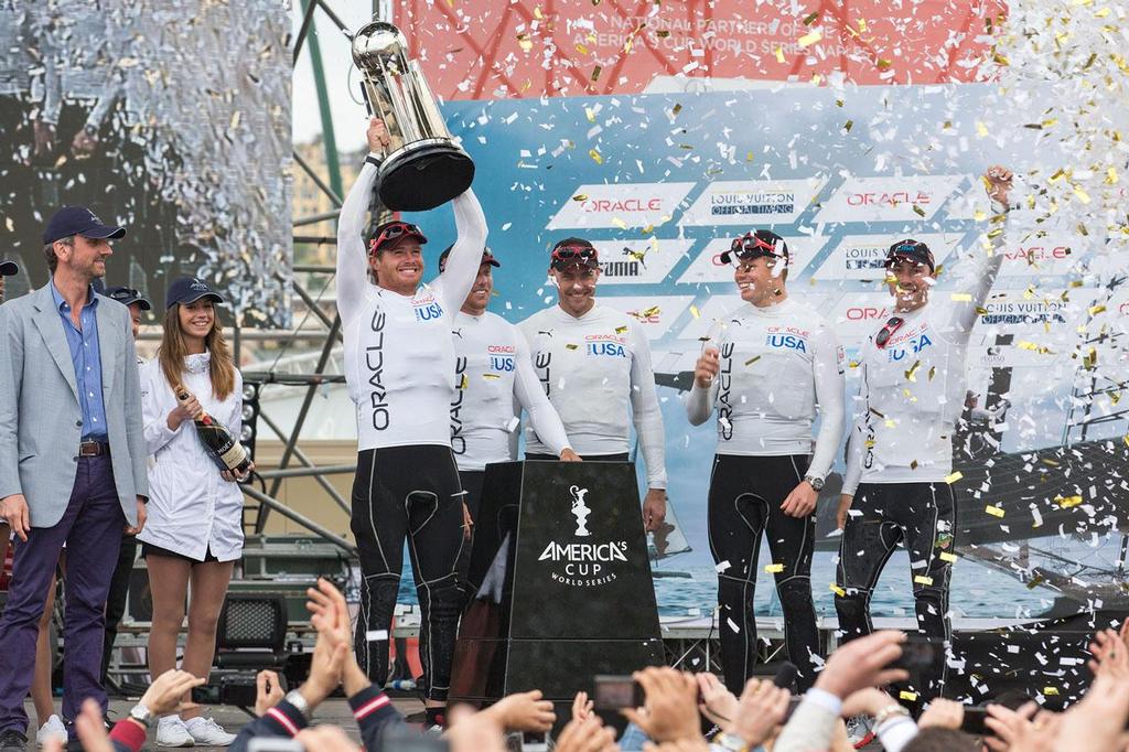 America’s Cup World Series Naples 2013 - Final Race Day - Oracle Team USA on the podium © ACEA - Photo Gilles Martin-Raget http://photo.americascup.com/