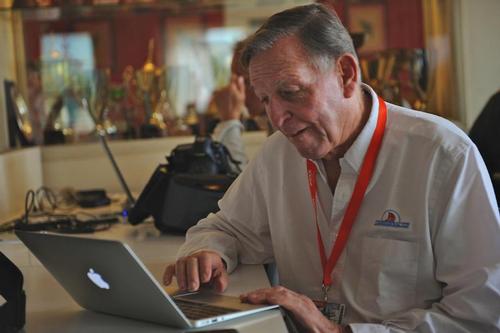 Bob Fisher reads about the death of his friend, Magnus Olsson, at the ACWS in Naples Italy.  &copy;  SW