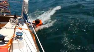 MOB(COB): Being tethered at all times is half the battle, but getting back on board can be a significant challenge photo copyright  SW taken at  and featuring the  class