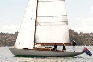 Neville Crichton's Plym placed second in the Parade of Sail and was Best Dressed Crew. - Kathleen Gillett competing in the 2013 Great Veterans Race photo copyright Jennifer Crooks taken at  and featuring the  class