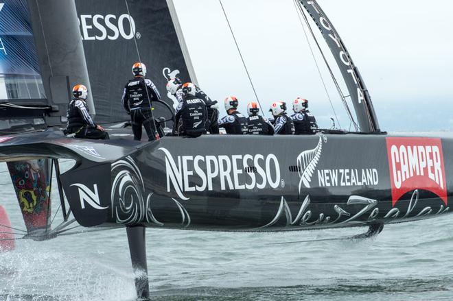 Emirates Team New Zealand NZL5 with Glenn Ashby driving sail their Round Robin 4, Artemis race alone again. Louis Vuitton Cup. San Francisco.  © Chris Cameron/ETNZ http://www.chriscameron.co.nz