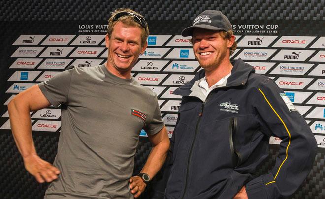 San Francisco, 02/08/13, 34th America’s Cup: Chris Draper - Helmsman, Nathan Outteridge - Helmsman Artemis Racing © Carlo Borlenghi/Luna Rossa http://www.lunarossachallenge.com