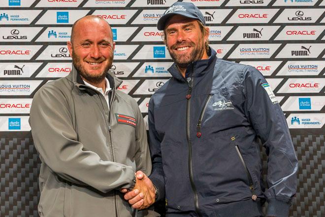 34th America’s Cup: Massimiliano Sirena - Skipper Luna Rossa Challenge 2013, Iain Percy - Skipper Artemis Racing © Carlo Borlenghi/Luna Rossa http://www.lunarossachallenge.com