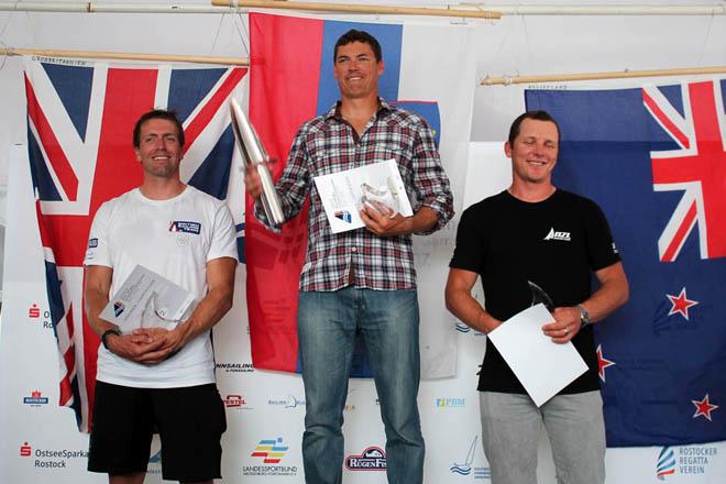 Wright, Zbogar and Murdoch on the podium at the 2013 Finn European Championship © Robert Deaves/Finn Class http://www.finnclass.org