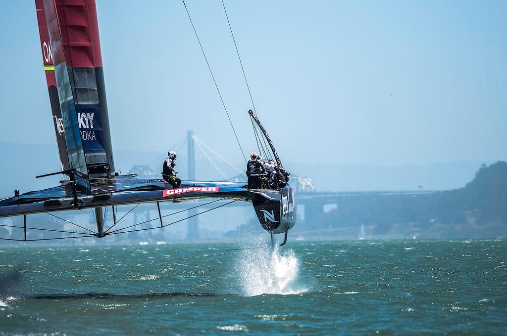 SAN FRANCISCO, USA, July 13th Emirates Team New Zealand skippered Dean Barker (NZL) wins over  Luna Rossa skippered by Massimiliano Sirena (ITA) by 5.23 minutes. The Louis Vuitton Cup  sailed in AC 72s (July 7th - August  30th, the Americaâ€™s Cup Challenger Series, is used as the selection series to determine who will race the Defender in the Americaâ€™s Cup Finals.
Â©Paul Todd/OUTSIDEIMAGES.COM
OUTSIDE IMAGES PHOTO AGENCY photo copyright Paul Todd/Outside Images http://www.outsideimages.com taken at  and featuring the  class