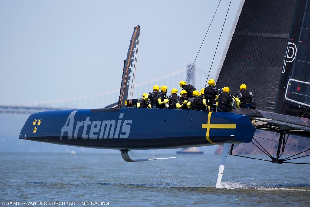 First day of sailing on the ``Blue Boat``. Artemis Racing. 24th of July, 2013, Alameda, USA photo copyright Sander van der Borch / Artemis Racing http://www.sandervanderborch.com taken at  and featuring the  class