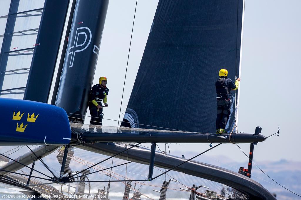 First day of sailing on the ``Blue Boat``. Artemis Racing. 24th of July, 2013, Alameda, USA photo copyright Sander van der Borch / Artemis Racing http://www.sandervanderborch.com taken at  and featuring the  class