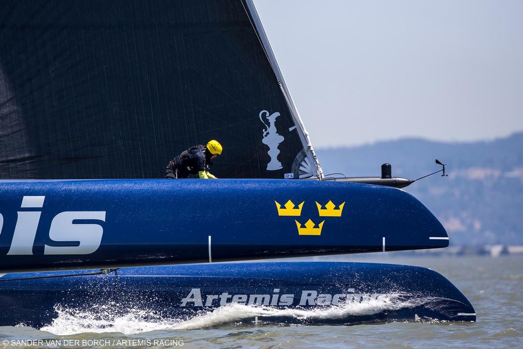 First day of sailing on the ``Blue Boat``. Artemis Racing. 24th of July, 2013, Alameda, USA photo copyright Sander van der Borch / Artemis Racing http://www.sandervanderborch.com taken at  and featuring the  class