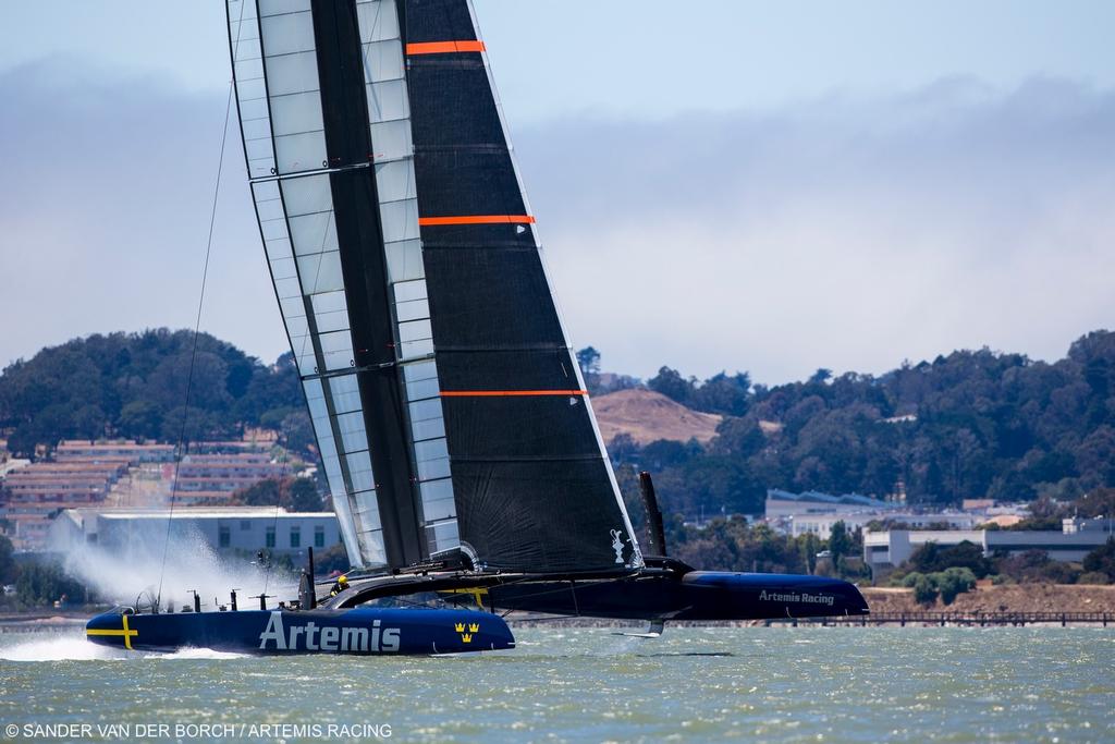 First day of sailing on the ``Blue Boat``. Artemis Racing. 24th of July, 2013, Alameda, USA photo copyright Sander van der Borch / Artemis Racing http://www.sandervanderborch.com taken at  and featuring the  class