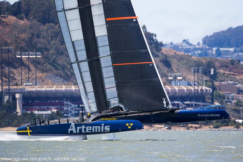 First day of sailing on the ``Blue Boat``. Artemis Racing. 24th of July, 2013, Alameda, USA photo copyright Sander van der Borch / Artemis Racing http://www.sandervanderborch.com taken at  and featuring the  class