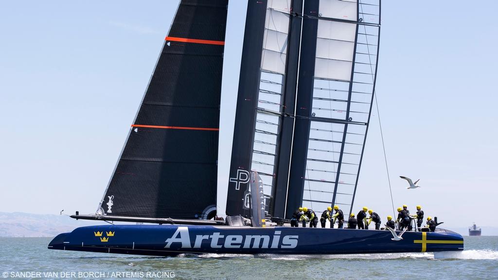 First day of sailing on the ``Blue Boat``. Artemis Racing. 24th of July, 2013, Alameda, USA photo copyright Sander van der Borch / Artemis Racing http://www.sandervanderborch.com taken at  and featuring the  class