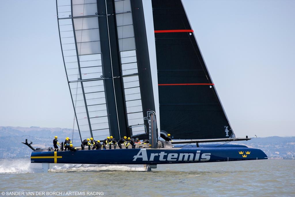 First day of sailing on the ``Blue Boat``. Artemis Racing. 24th of July, 2013, Alameda, USA photo copyright Sander van der Borch / Artemis Racing http://www.sandervanderborch.com taken at  and featuring the  class