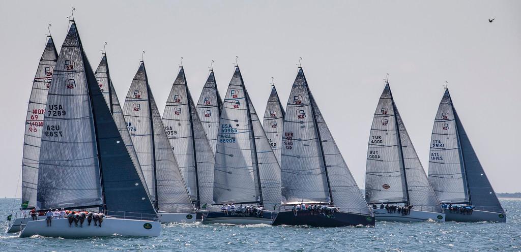 The fleet of 11 boats from six nations at the start during the Rolex Farr 40 North American Championship 2013 photo copyright  Rolex/Daniel Forster http://www.regattanews.com taken at  and featuring the  class
