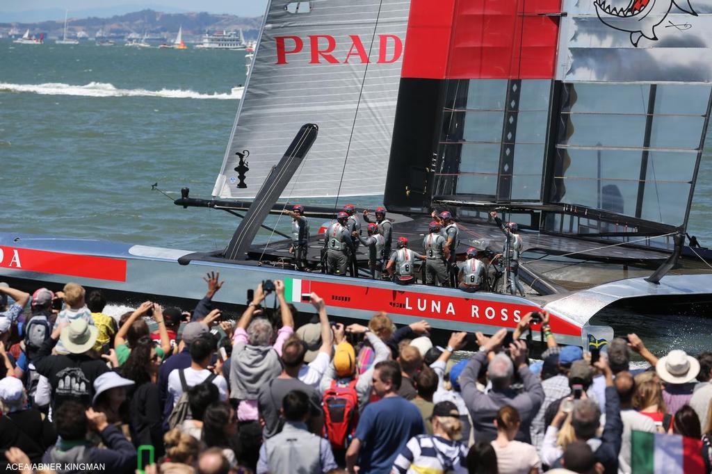 Italian fans, Louis Vuitton Cup, Semi-Finals Race 4; Artemis Racing vs. Luna Rossa Challenge photo copyright ACEA / Photo Abner Kingman http://photo.americascup.com taken at  and featuring the  class