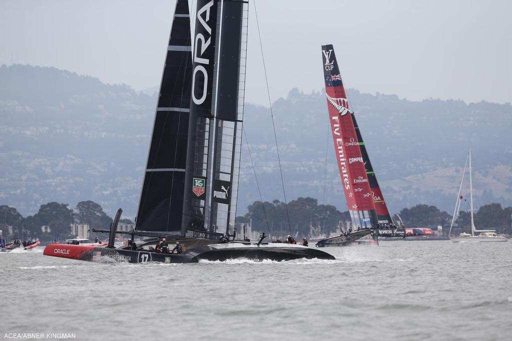 Oracle Team USA take in the racing in the Louis Vuitton Cup - Race Day 10 - Emirates Team New Zealand vs Luna Rossa photo copyright ACEA / Photo Abner Kingman http://photo.americascup.com taken at  and featuring the  class