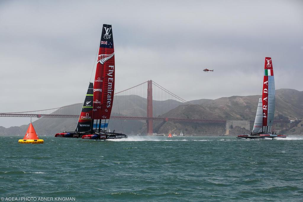 Emirates Team NZ leads - Louis Vuitton Cup, Round Robin, Race Day 4, Luna Rossa vs ETNZ © ACEA / Photo Abner Kingman http://photo.americascup.com