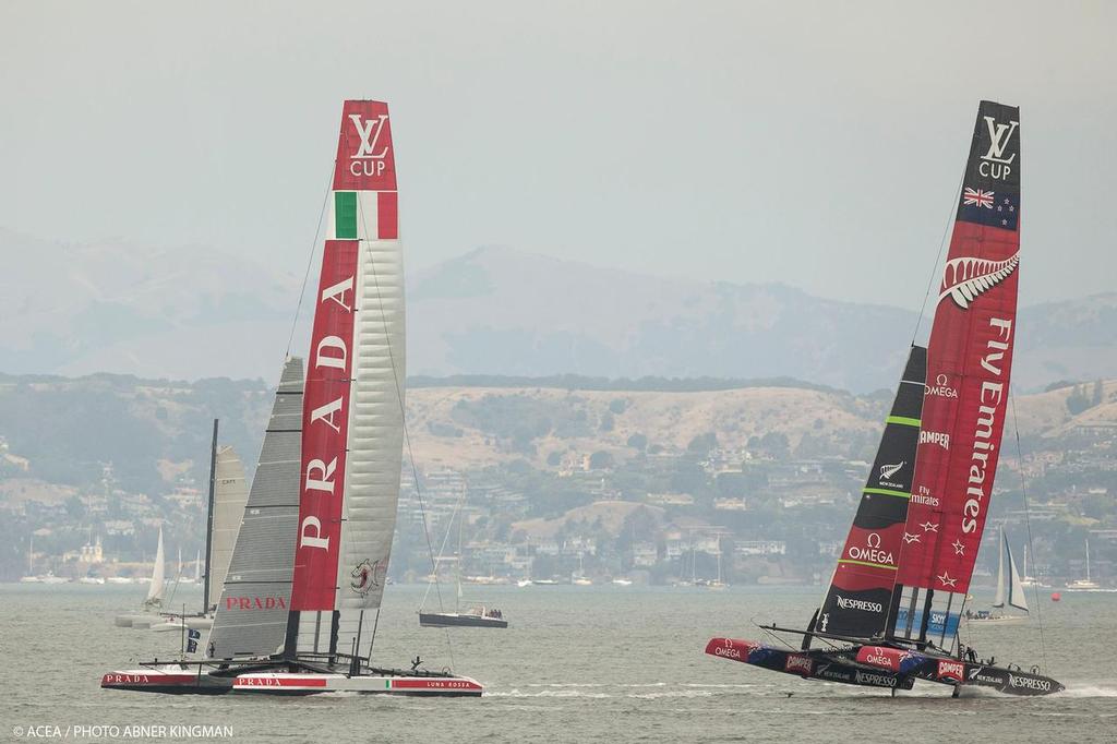21/07/2013 - San Francisco (USA,CA) - 34th America's Cup - Louis Vuitton Cup Round Robbin, Race Day 9 Emirates Team New Zealand vs Luna Rossa photo copyright ACEA / Photo Abner Kingman http://photo.americascup.com taken at  and featuring the  class