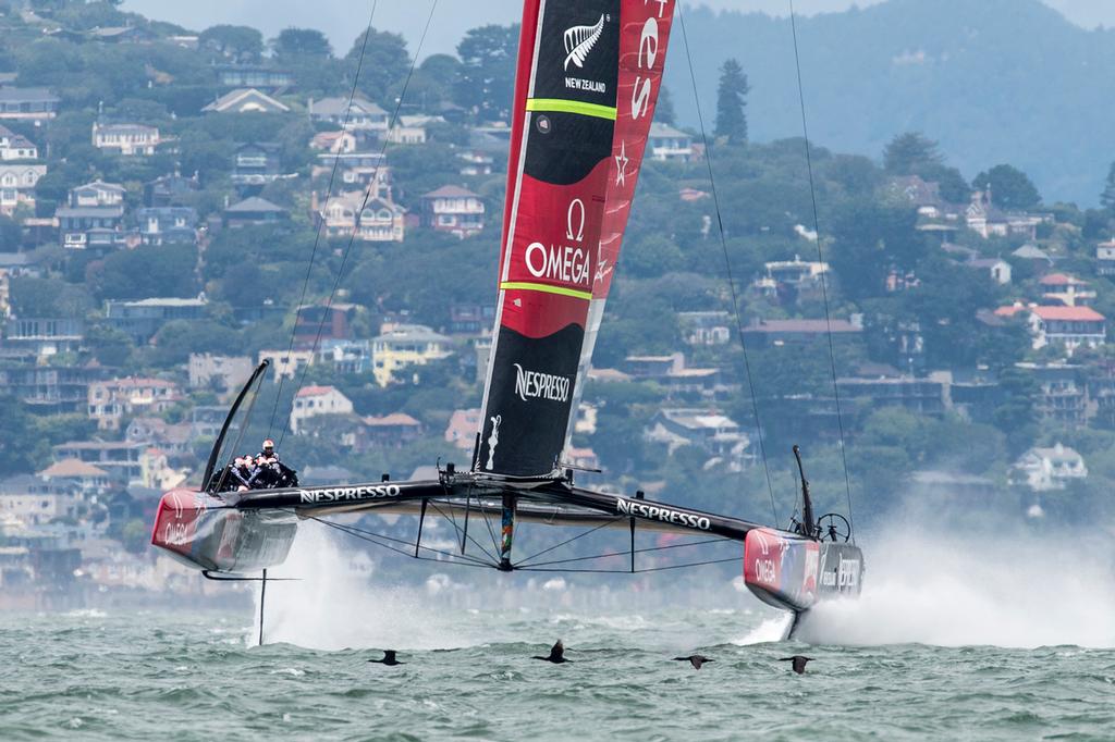 Emirates Team New Zealand start their Round Robin 3 match against Artemis Racing in the Louis Vuitton Cup 2013. 18/7/2013 photo copyright Chris Cameron/ETNZ http://www.chriscameron.co.nz taken at  and featuring the  class